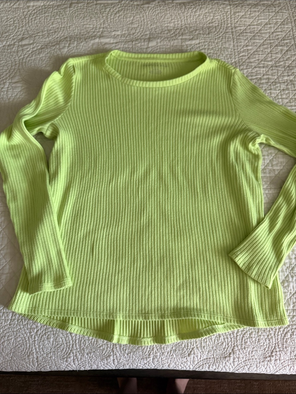 American Eagle Ribbed Neon Green Top